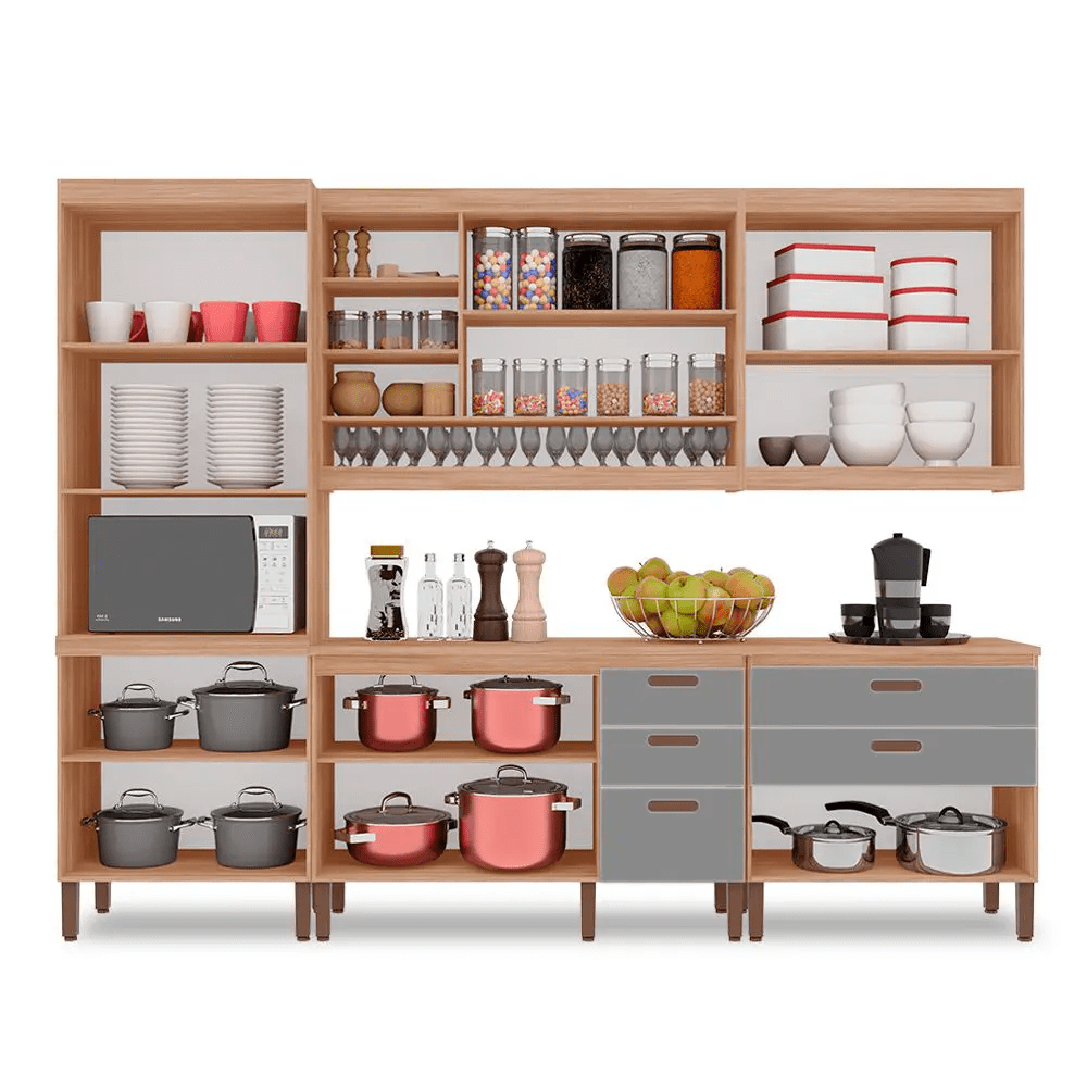 Jogo De Cozinha Armários Mila Plus Compacta Com 7 Portas e 1