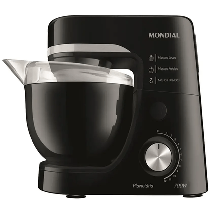 Batedeira Planetária Mondial BP03-B com 12 Velocidades 700W Tigela 4,5L Preta 220V