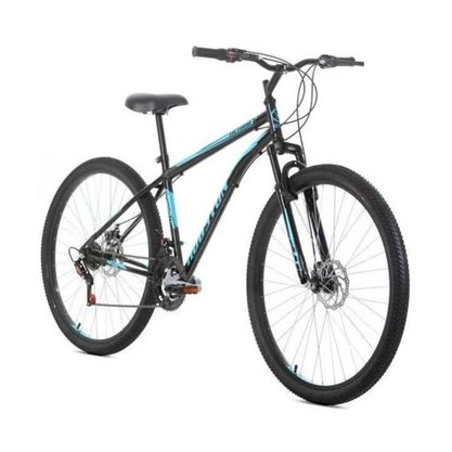 Bicicleta Aro 29 Houston Netuno-S Quadro Aço Carbono Freio a Disco 21 Marchas Preta Com Adesivo Azul