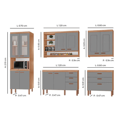 Cozinha Completa Modulada Ester Tuboarte 100% Em Mdf Com 2 Balcões 