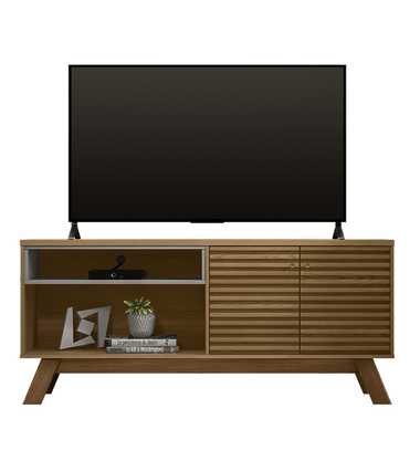 Rack Bancada Camboriú para TVs de até 65 Polegadas Amêndoa/Titânio Linea Brasil