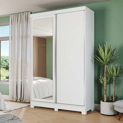 Roupeiro Kappesberg CB01N571 Com Espelhos 2 Portas de Correr e 2 Gavetas Branco