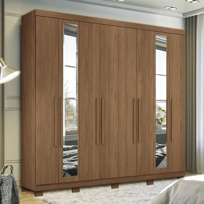 Roupeiro Santos Andirá Master New 8.4 Com 8 Portas e 4 Gavetas Com Espelho e Pés – Jatobá