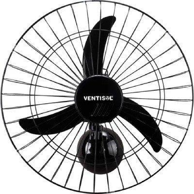 Ventilador Ventisol Oscilante de Parede 60cm 3 Hélices Premium - Preto Bivolt