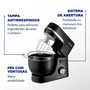 Batedeira Planetária Mondial BP03-B com 12 Velocidades 700W Tigela 4,5L Preta 220V