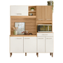 Cozinha Yara 160 Nicioli 7 Potas 1 Gaveta Cor 321 Freijó/Off White Cristal/Ripado Freijó