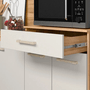 Cozinha Yara 160 Nicioli 7 Potas 1 Gaveta Cor 321 Freijó/Off White Cristal/Ripado Freijó