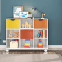 Nicho Organizador Qmovi 1478 Com 3 Gavetas Laranja, Vermelho e Amarela e Com kit Rodízios Branco