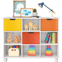 Nicho Organizador Qmovi 1478 Com 3 Gavetas Laranja, Vermelho e Amarela e Com kit Rodízios Branco