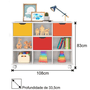 Nicho Organizador Qmovi 1478 Com 3 Gavetas Laranja, Vermelho e Amarela e Com kit Rodízios Branco