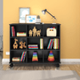 Nicho Organizador Qmovi 1478 Com 3 Gavetas e Com kit Rodízios Preto Fosco