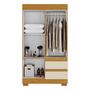 Roupeiro ACP Maya Com 4 Portas 2 Gavetas Com Espelho - Cinamomo/Off White