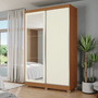 Roupeiro Kappesberg CB01N571 Com Espelhos 2 Portas de Correr e 2 Gavetas Canela/Off White